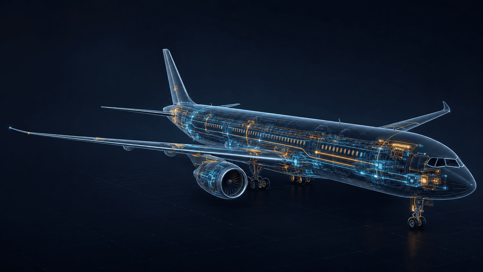 Conceptual aircraft systems visualisation with illuminated technical pathways